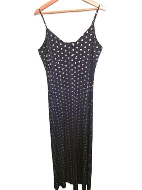 Michael Kors Navy Maxi Slip Dress with Gold Flower Details